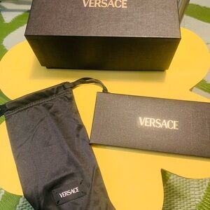 Versace Black Sunglass box and Pouch with Logo